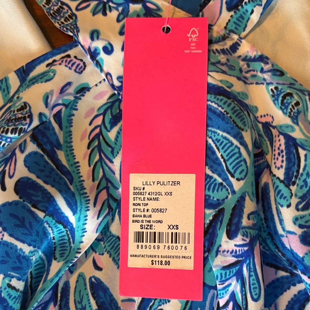 Lilly Pulitzer Blue and White Patterned Halter Top - Picture 7 of 8